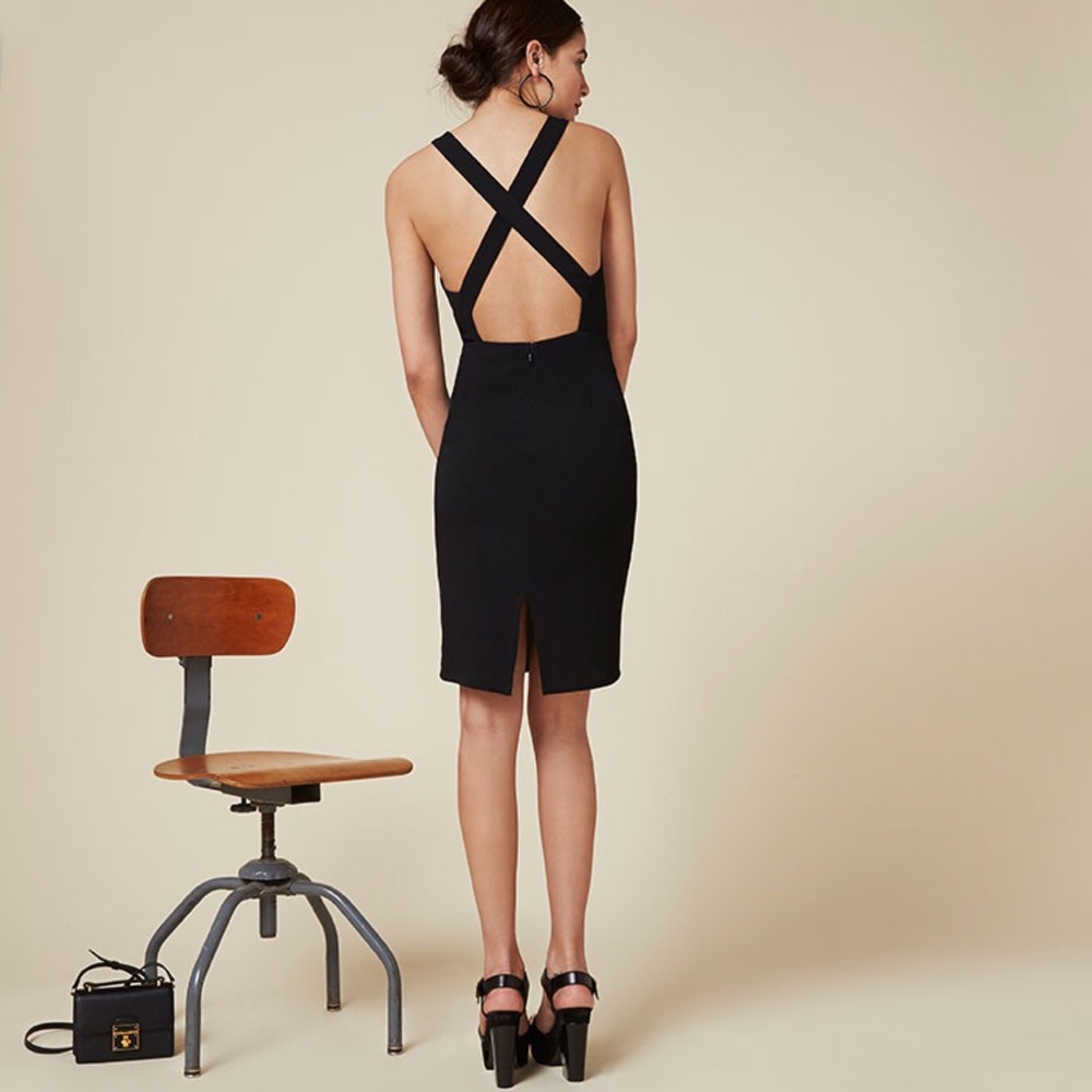 Reformation cross-back “Chloe” Dress in Peach